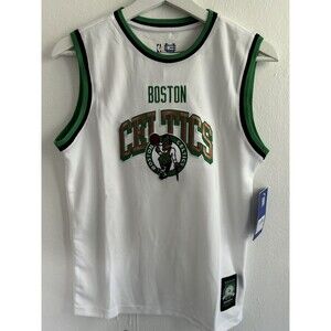 New NBA Boston Celtics Youth 14-16 White Green Tank Jersey Leprechaun Top UG
